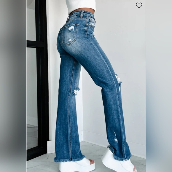 RISEN HR Medium Wash Straight Fit Distressed Denim Jeans Stretch Various NEW - Picture 8 of 15